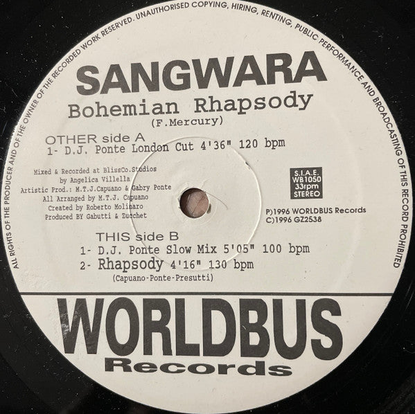 Sangwara - Bohemian Rhapsody (12", Single, Import)