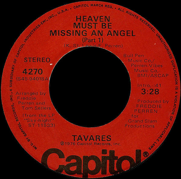 Tavares - Heaven Must Be Missing An Angel (7" Single)