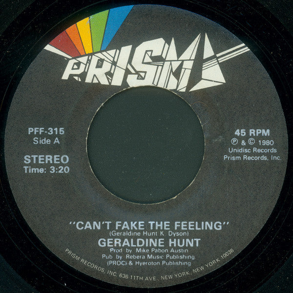 Geraldine Hunt - Can't Fake The Feeling (7" Single)