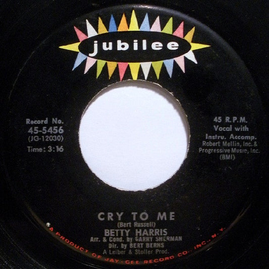 Betty Harris - Cry To Me / I'll Be A Liar (7" Single)
