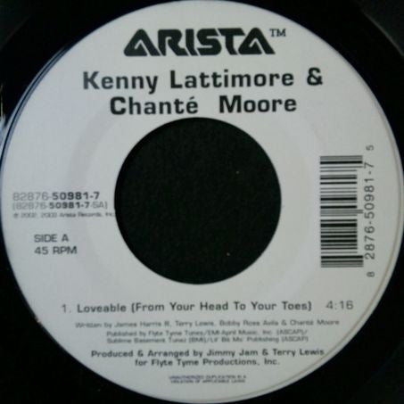 Kenny Lattimore & Chante Moore - Loveable / Make It Last Forever (7" Single)
