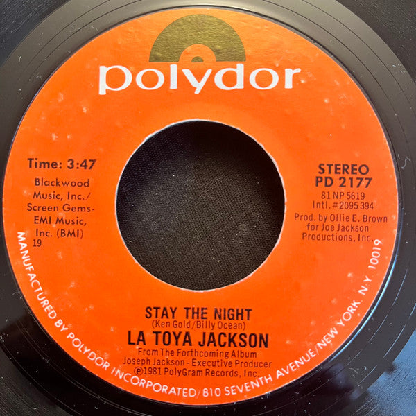 La Toya Jackson - Stay The Night / Camp Kuchi Kaiai (7" Single)