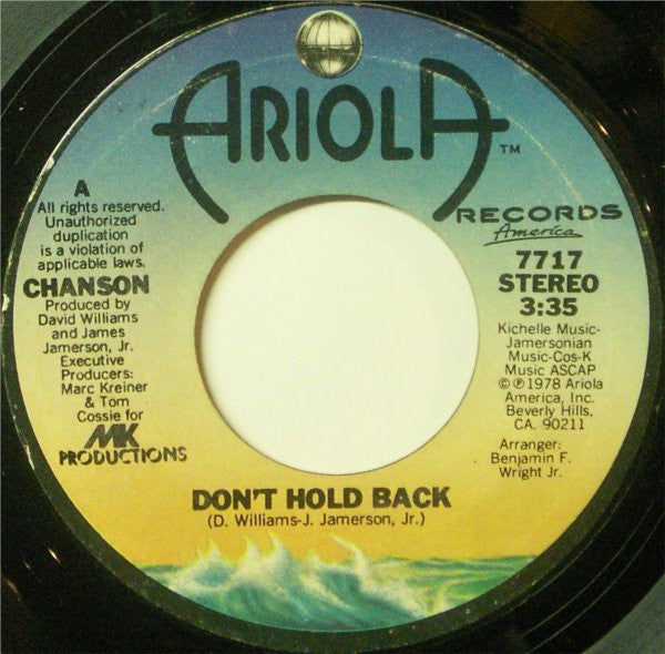 Chanson - Don't Hold Back (7" Single)