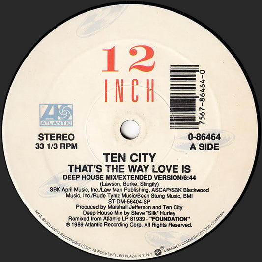 Ten City - That's The Way Love Is (12", Single)
