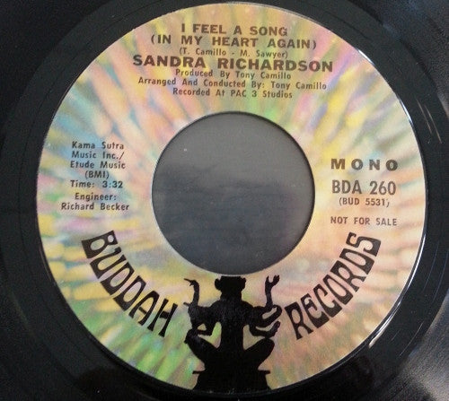 Sandra Richardson - I Feel A Song (in My Heart Again) promo (7" Single, Promo)