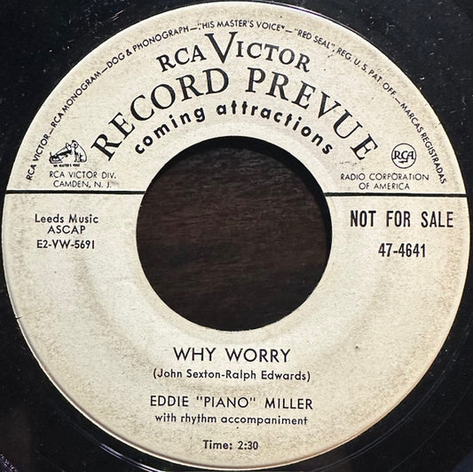 Eddie "Piano" Miller - Why Worry / Funny Melody