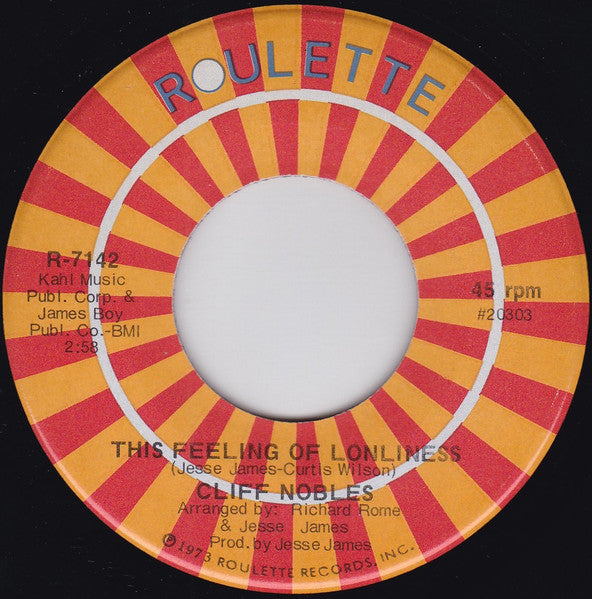 Cliff Nobles - This Feeling Of Lonliness (7" Single)
