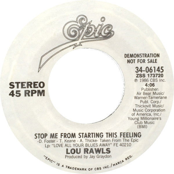 Lou Rawls - Stop Me From Starting This Feeling (7" Single, Promo)