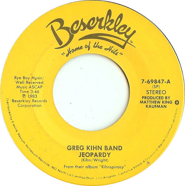 Greg Kihn Band - Jeopardy (7" Single)
