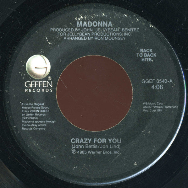 Madonna - Crazy For You / Gambler (7" Single)