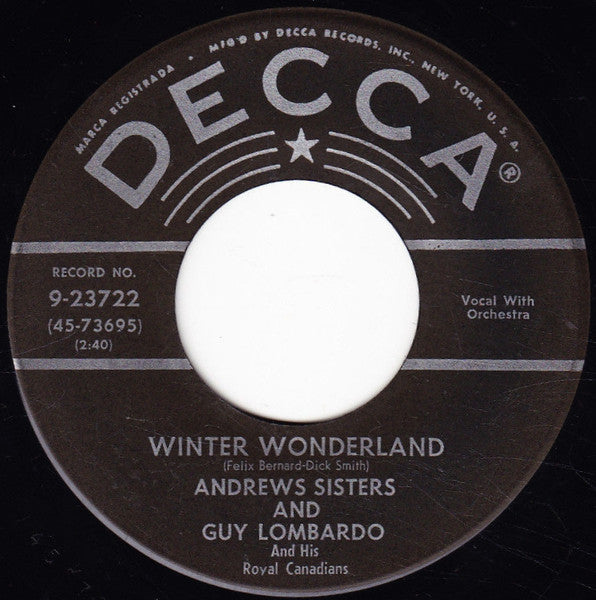 The Andrews Sisters And Guy Lombardo - Winter Wonderland / Christmas Island