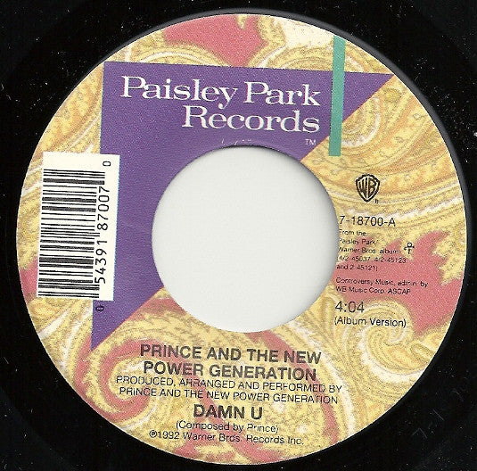 Prince And The New Power Generation - Damn U (7" Single)