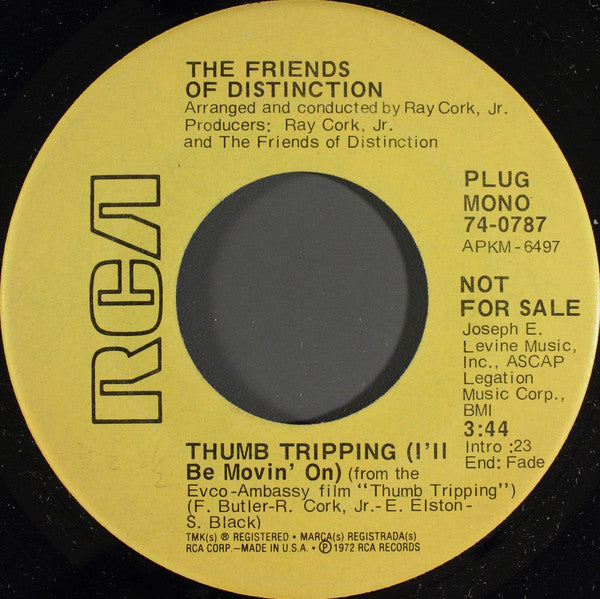 The Friends Of Distinction - Thumb Tripping (I'll Be Movin' On) (7", Promo)