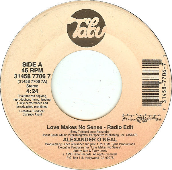 Alexander O'Neal - Love Makes No Sense (7" Single)