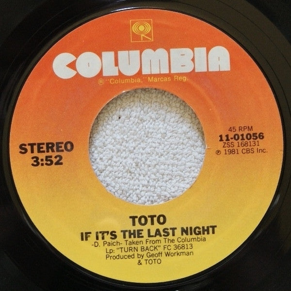 Toto - If It's The Last Night (7" Single)