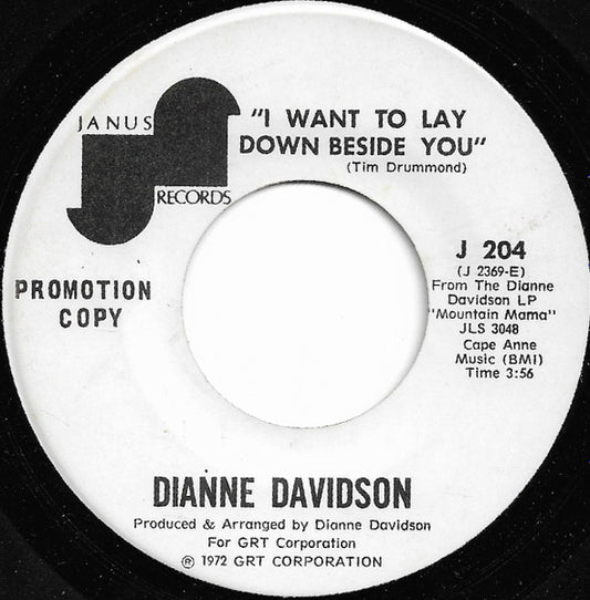 Dianne Davidson - I Want To Lay Down Beside You / Ain't Gonna… (7", Promo)