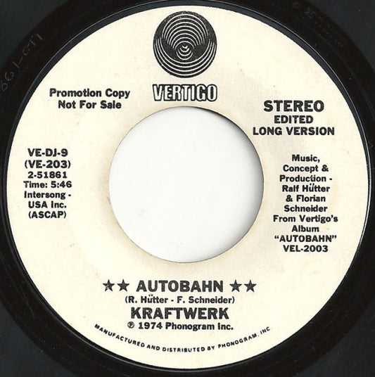 Kraftwerk - Autobahn (7" Single, Promo)