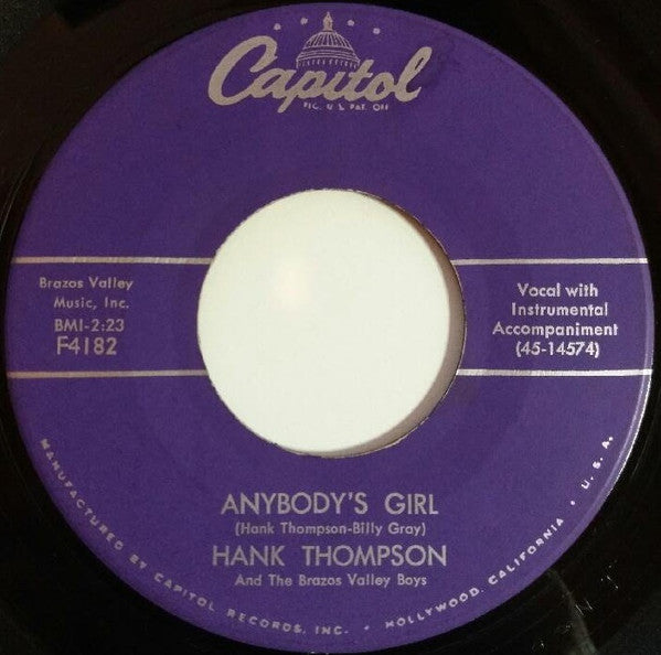 Hank Thompson And His Brazos Valley Boys - Anybody's Girl / Total Strangers