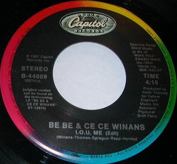 Bebe & Cece Winans - I.O.U. Me (7" Single)