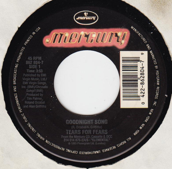 Tears For Fears - Goodnight Song (7" Single)