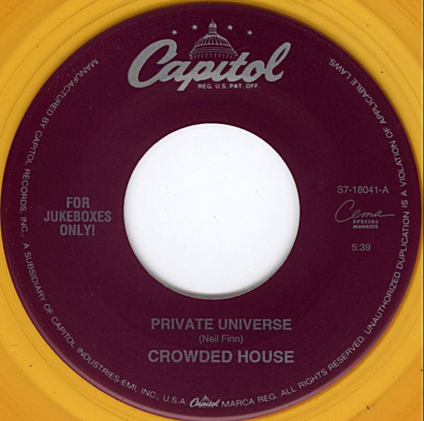 Crowded House - Private Universe (7" Single, Gold vinyl)