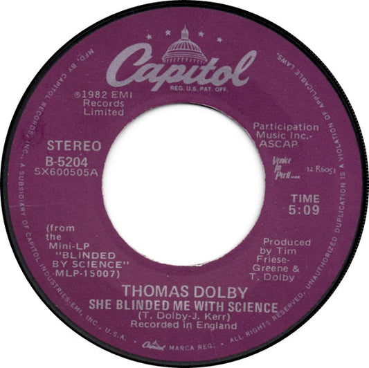 Thomas Dolby - She Blinded Me With Science (7" Single)