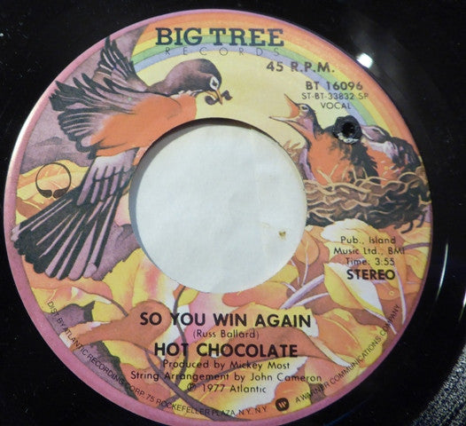 Hot Chocolate - So You Win Again / A Part Of Being With You (7" Single)