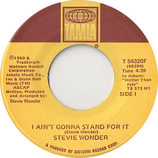 Stevie Wonder - I Ain't Gonna Stand For It (7" Single)