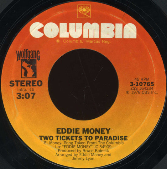 Eddie Money - Two Tickets To Paradise (7" Single)