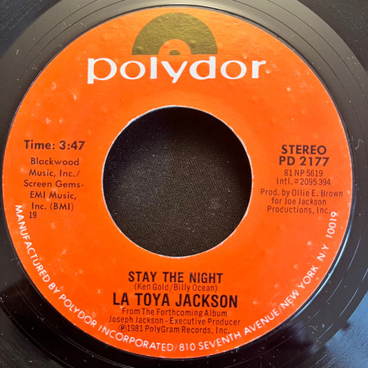 La Toya Jackson - Stay The Night / Camp Kuchi Kaiai (7" Single)
