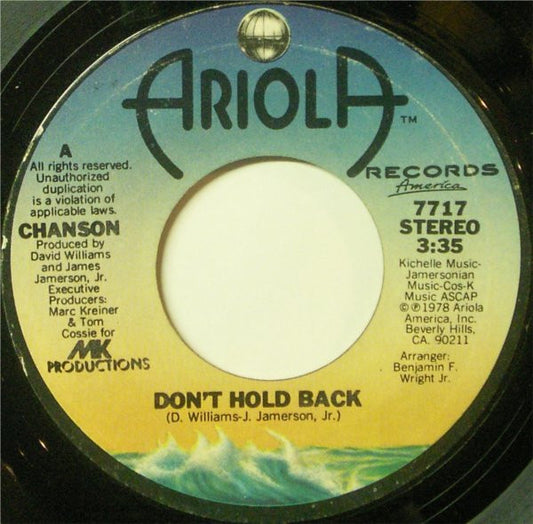 Chanson - Don't Hold Back (7" Single)