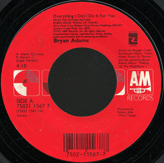 Bryan Adams - (Everything I Do) I Do It For You (7" Single)