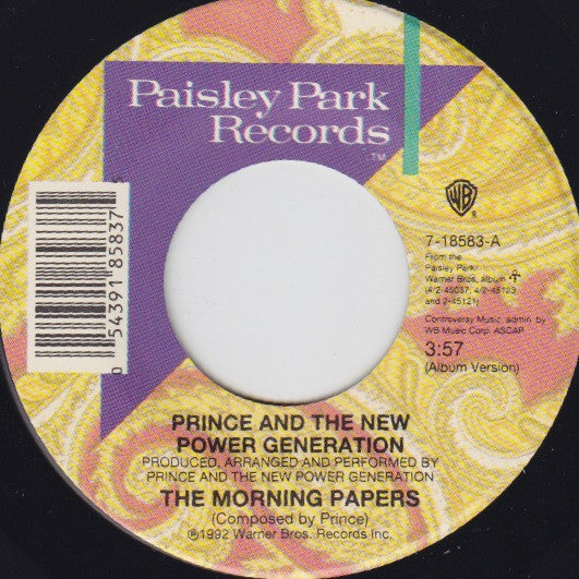 Prince And The New Power Generation - The Morning Papers (7" Single)