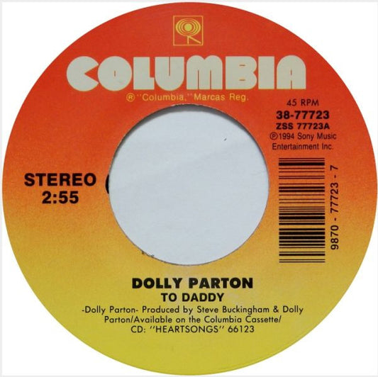 Dolly Parton - To Daddy (7" Single)