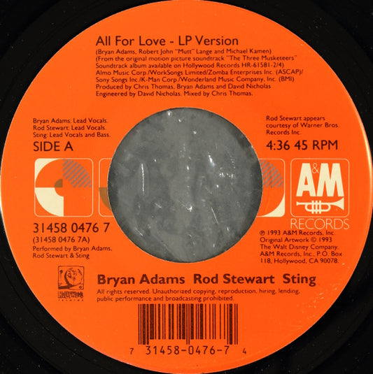 Bryan Adams, Rod Stewart, Sting - All For Love (7" Single)