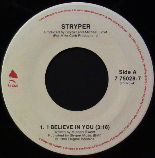 Stryper - I Believe In You (7" Single)