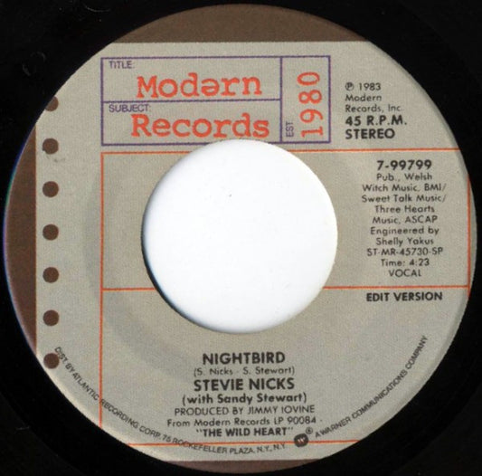 Stevie Nicks With Sandy Stewart - Nightbird (7" Single)