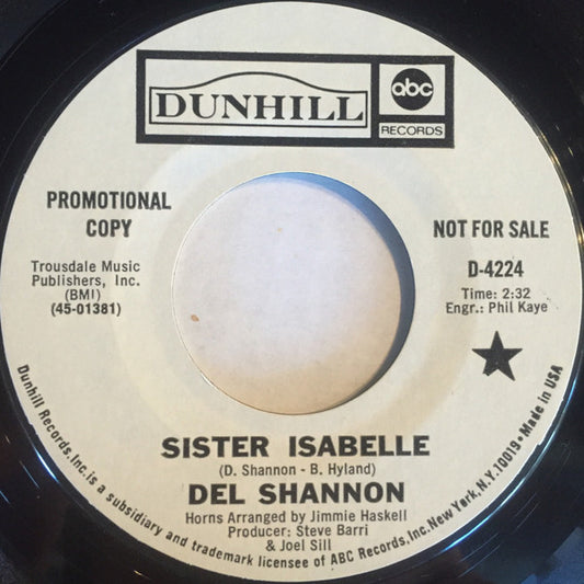 Del Shannon - Sister Isabelle (7" Single, Promo)