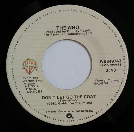 The Who - Don't Let Go The Coat (7" Single)
