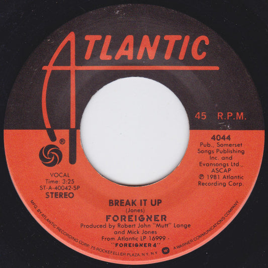 Foreigner - Break It Up (7" Single)