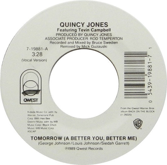 Quincy Jones Feat. Tevin Campbell - Tomorrow (A Better You, Better Me) (7")