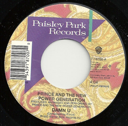 Prince And The New Power Generation - Damn U (7" Single)