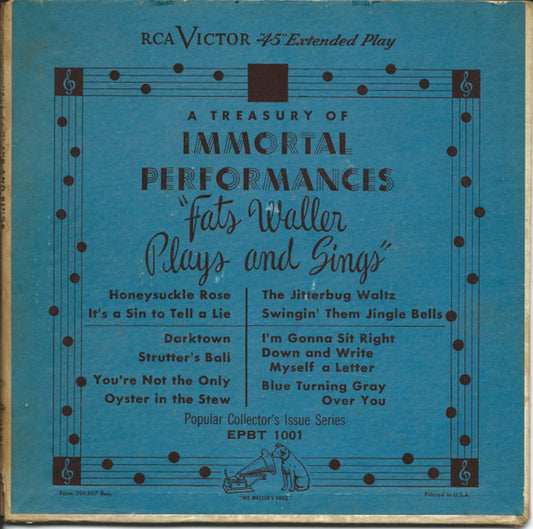 Fats Waller - "Fats Waller Plays And Sings"