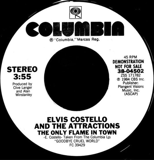 Elvis Costello - The Only Flame In Town (7" Single, Promo)