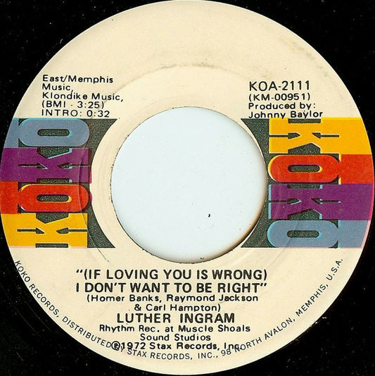 Luther Ingram - I Don't Want To Be Right / Puttin' Game Down