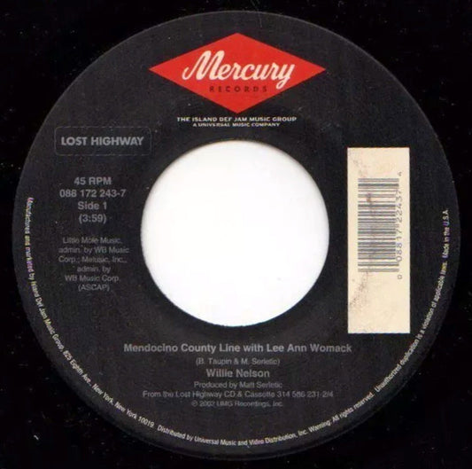 Willie Nelson - Mendocino County Line / Maria (Shut Up And Kiss…) (7" Single)