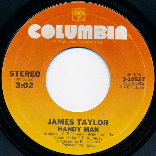 James Taylor - Handy Man / Bartender's Blues (7" Single)