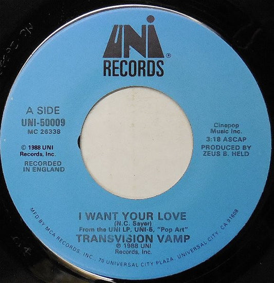 Transvision Vamp - I Want Your Love (7" Single)