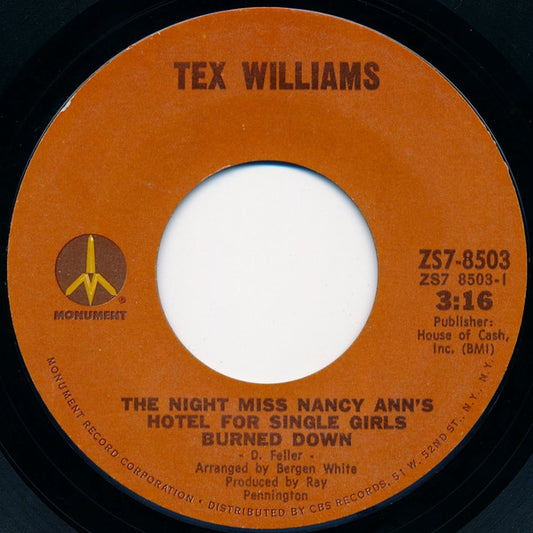 Tex Williams - The Night Miss Nancy Ann's Hotel...