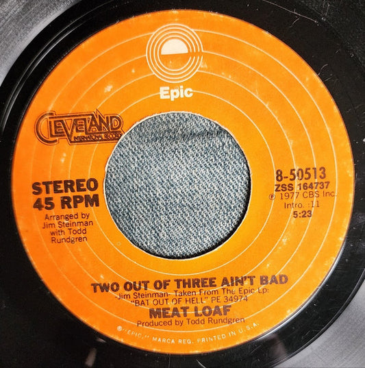 Meat Loaf - Two Out Of Three Ain't Bad / For Crying Out Loud (7" Single)